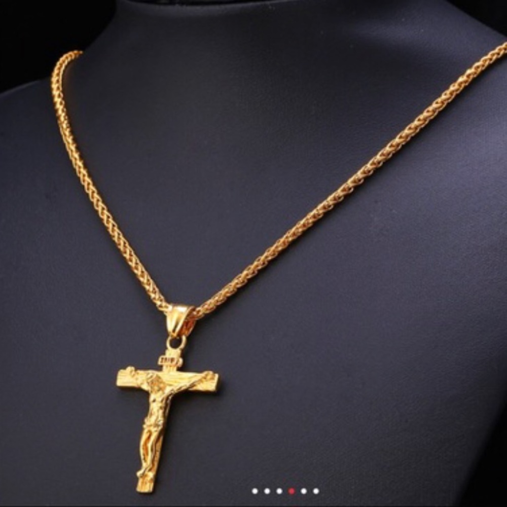 Yellow gold filled Cross Necklace - Picture 2 of 5